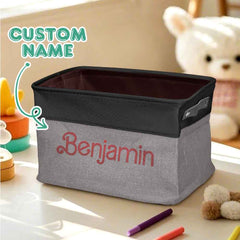 Personalized Storage Basket with Name Toy Bin Linen Organizer Gifts for Children