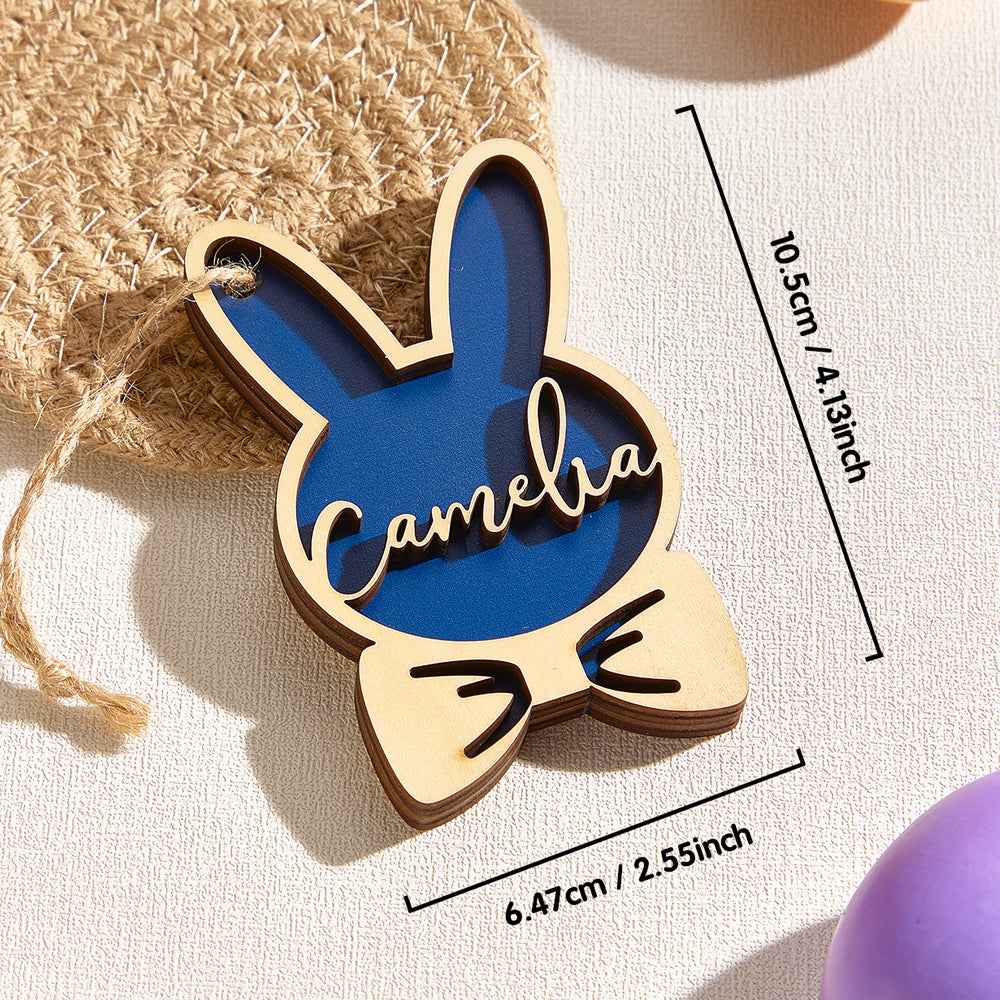 Personalized Rabbit Ornaments with Name Wooden Bunny Ornament Easter Gift for Kids