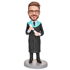 Graduation Boy Holding Certificate Custom Bobbleheads With Engraved Text