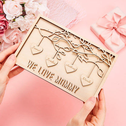 Personalised Engraved Family Tree Plaque - Unique Mother's Day Gift for Mum