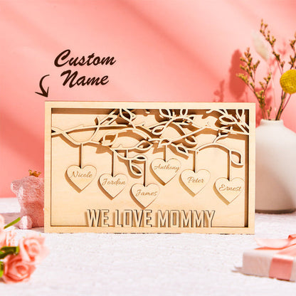 Personalised Engraved Family Tree Plaque - Unique Mother's Day Gift for Mum