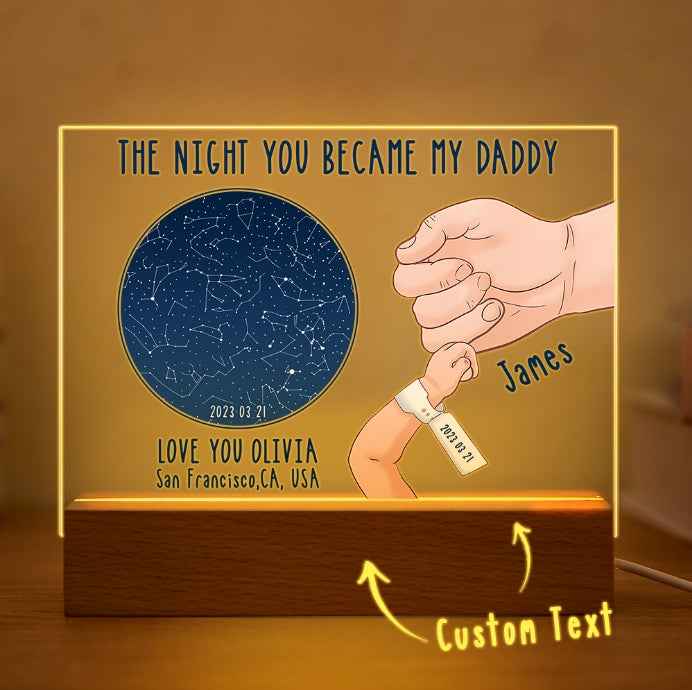 Custom Star Map Night Light Personalized Name The Night You Became My Daddy For Fayher¡®s Day Gifts