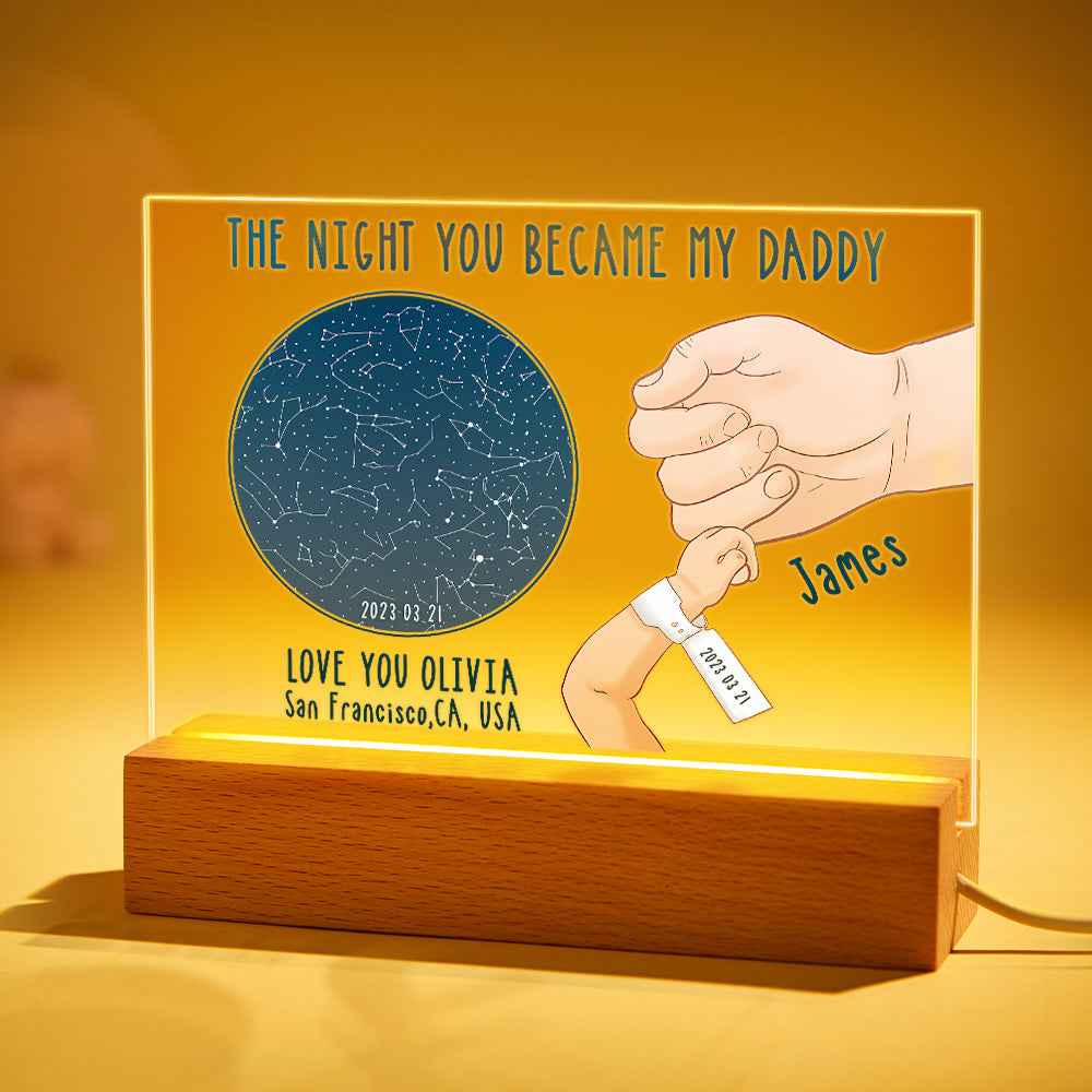 Custom Star Map Night Light Personalized Name The Night You Became My Daddy For Fayher¡®s Day Gifts