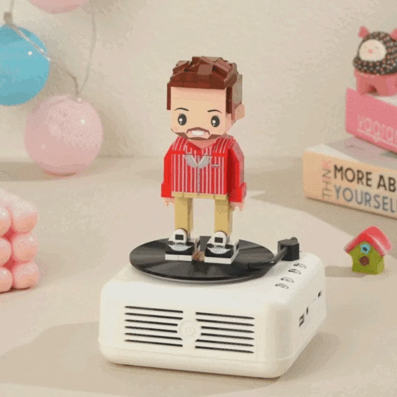 Personalised Full Body Brick Figure with Bluetooth Speaker | Custom Anniversary Gift