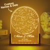 Personalised Name Night Light with Custom Star Map & Walnut Base