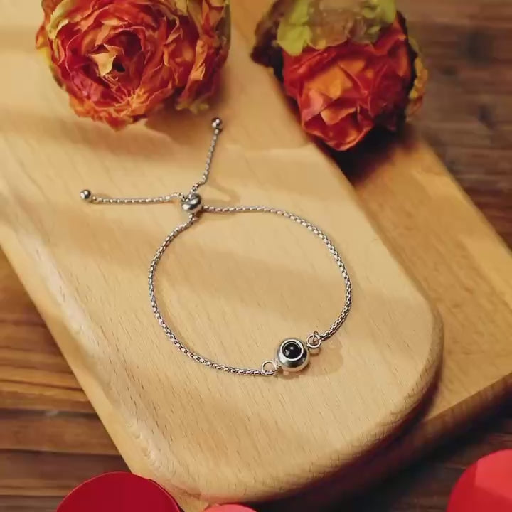 Personalised Photo Projection Bracelet | Custom Engraved Gift for Her