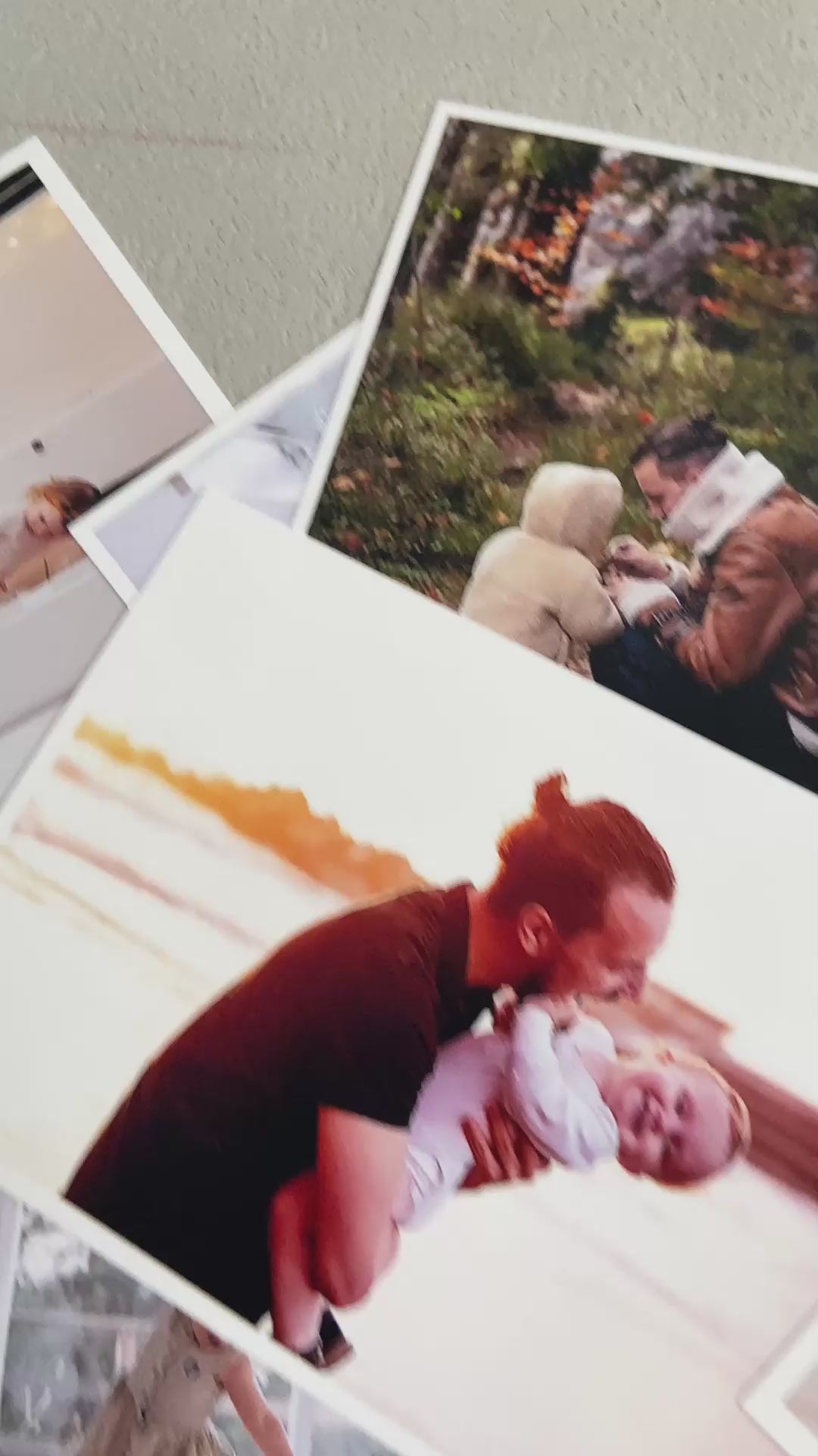Personalised flipbook example with custom photos and optional text, illustrating the customisation process for weddings, Mother's Day and graduations