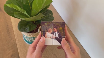 Personalised Photo Magic Cube partly unfolded to reveal several cherished images — unique handmade family keepsake, compact 7×7×7 cm custom photo gift