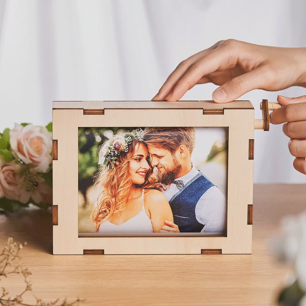 Personalised Rolling Photo Frame - Custom Wooden Picture Display | Valentine's Wedding Gift