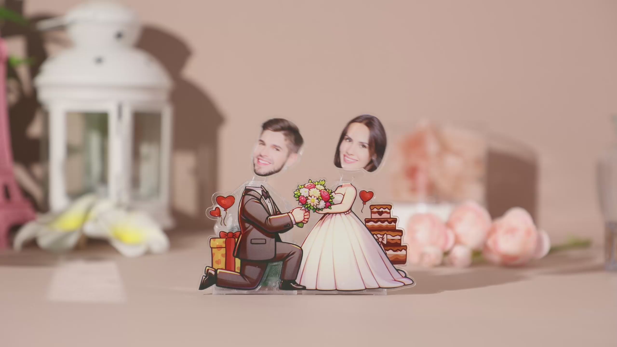 Personalised Face Shaking Head Standee - Custom Wedding Gift for Couples